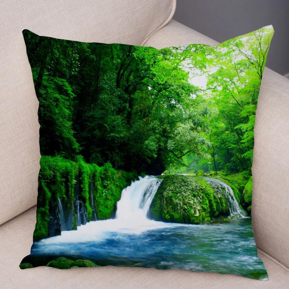 Waterfall Printed Pillow Case for Home Sofa Children Room Decor Beautiful Scenery Pillowcase Soft Plush Cushion Cover 45x45cm