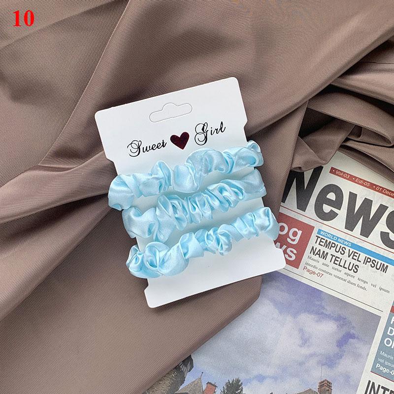 3 Stück/Set Satin Scrunchies Einfarbig Haarseil Koreanischer Pferdeschwanzhalter Haargummis Kopfschmuck Weiches Elastisches Haarband Haaraccessoires