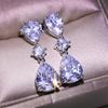 Charm Temperament Water Drop Zircon Earrings Korean Version Long Luxury Gemstone Flash Zirconium Stud Earrings Pendant Flash Diamond