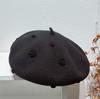 French Style 3D Rose Decor Pure Wool Beret Women Autumn Spring Elegant Lady Fashion Warm Painter Hat