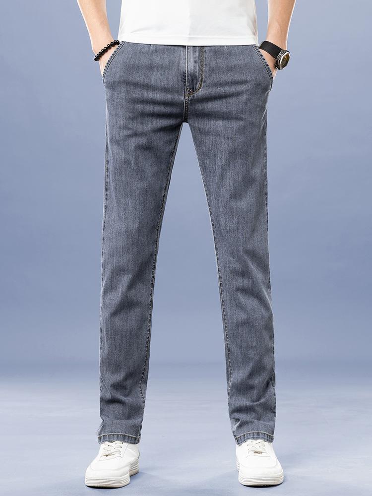 Jeans de Algodón para Hombre Moda Rectos Pantalones Casuales de Negocios Cómodos Pantalones de Marca Talla Grande