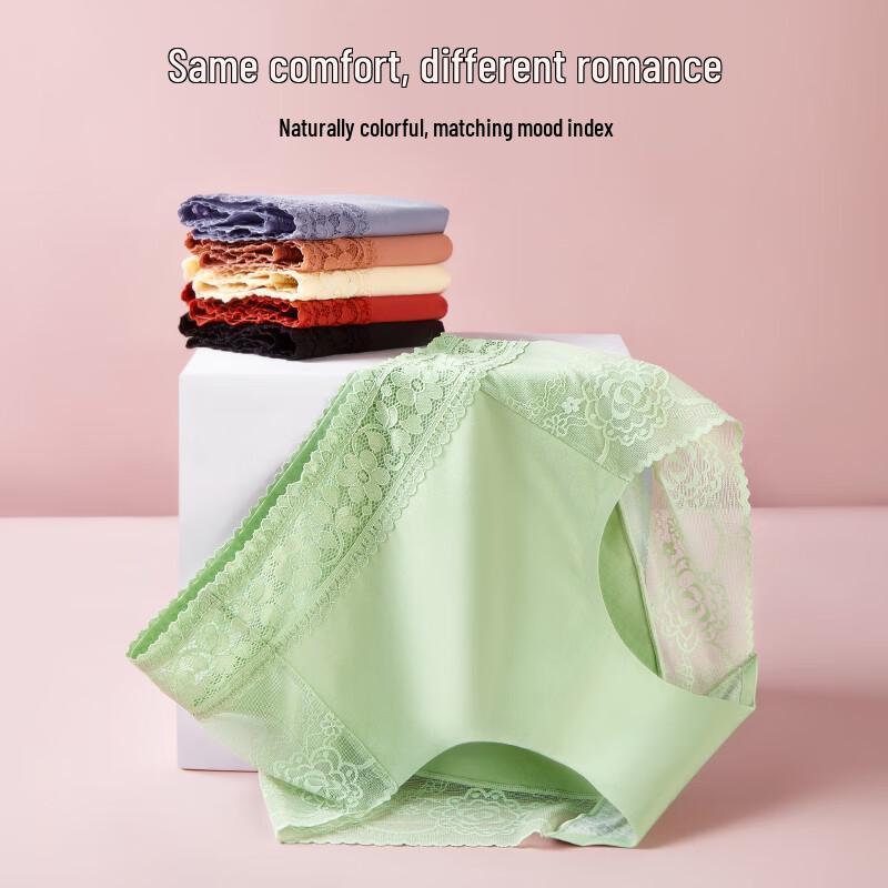 Langsha Women's High-Waist Tummy Control Lace Antibacterial Cotton Briefs