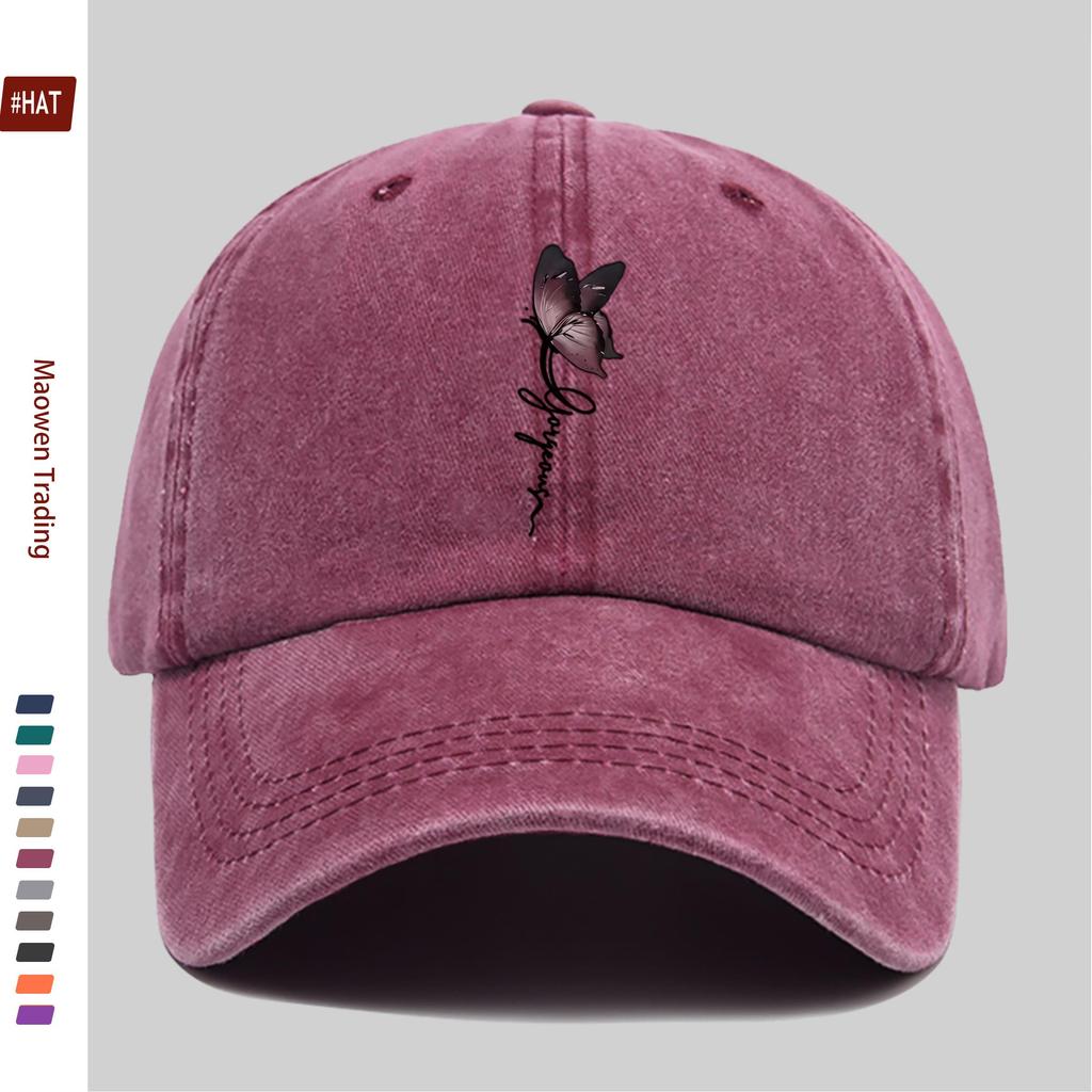 pc Butterfly Print Baseball Cap with Easy Letter Design Golf Hat Comfortable Lightweight Papa Hat Adjustable Strap Truck Drive