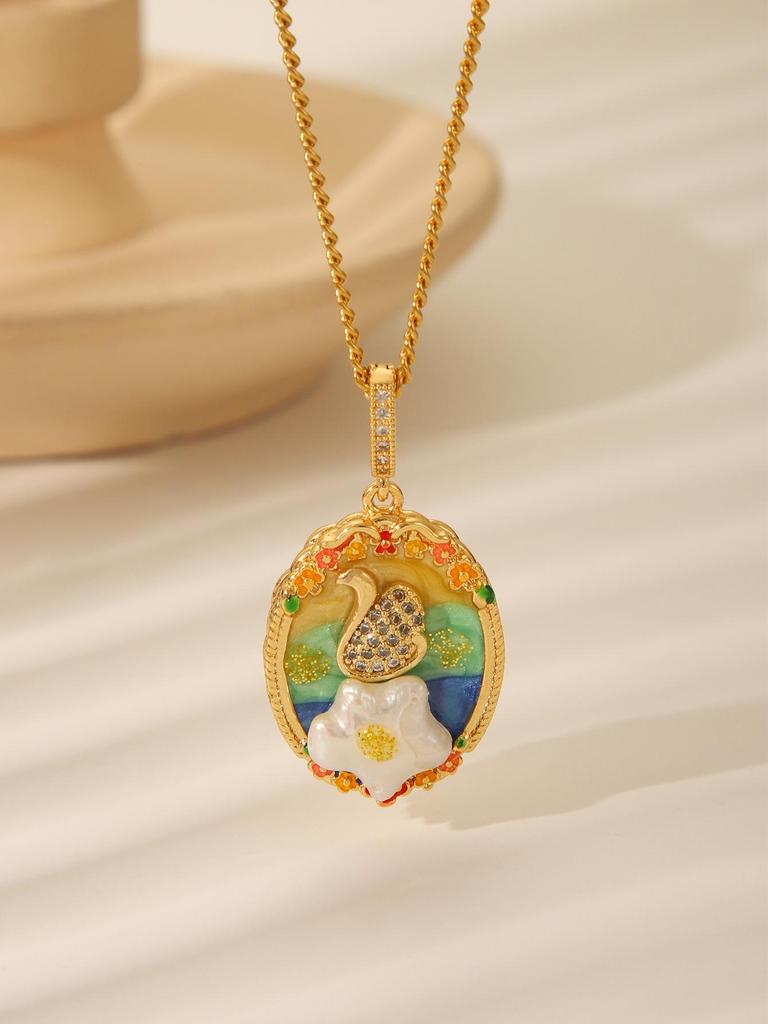 Women's Freshwater Pearl Garden Flower Necklace - Light Luxury Mori Style