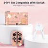 1 Piece Orange Cat and Flower Protective Case with 1 Gamepad Grip for Switch NS/Oled, Drop and Scratch Resistant