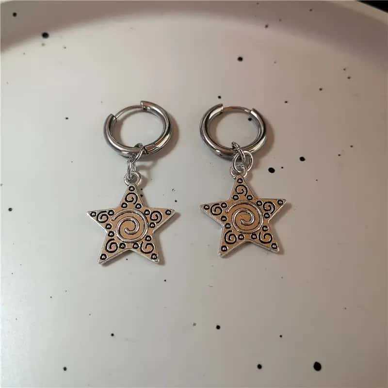 Geometric Star Earrings Alloy Pendant Gothic Retro For Women