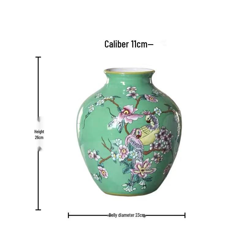 Pink Enamel Ceramic Flower Vase - Retro Chinese Style Ornament for Elegant Floral Arrangements
