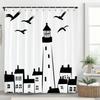 Simple Ocean Lighthouse Style Printing Shower Curtain, Bathroom Decorative Shower Curtain, Waterproof Shower Curtain with Hooks
