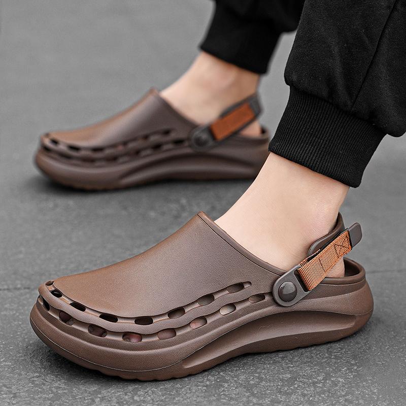 Quick-Dry EVA Solid Color Mens Sandals Fashion Trendy Lightweight Outdoor Travel Beach Shoes Casual Men’s Slippers