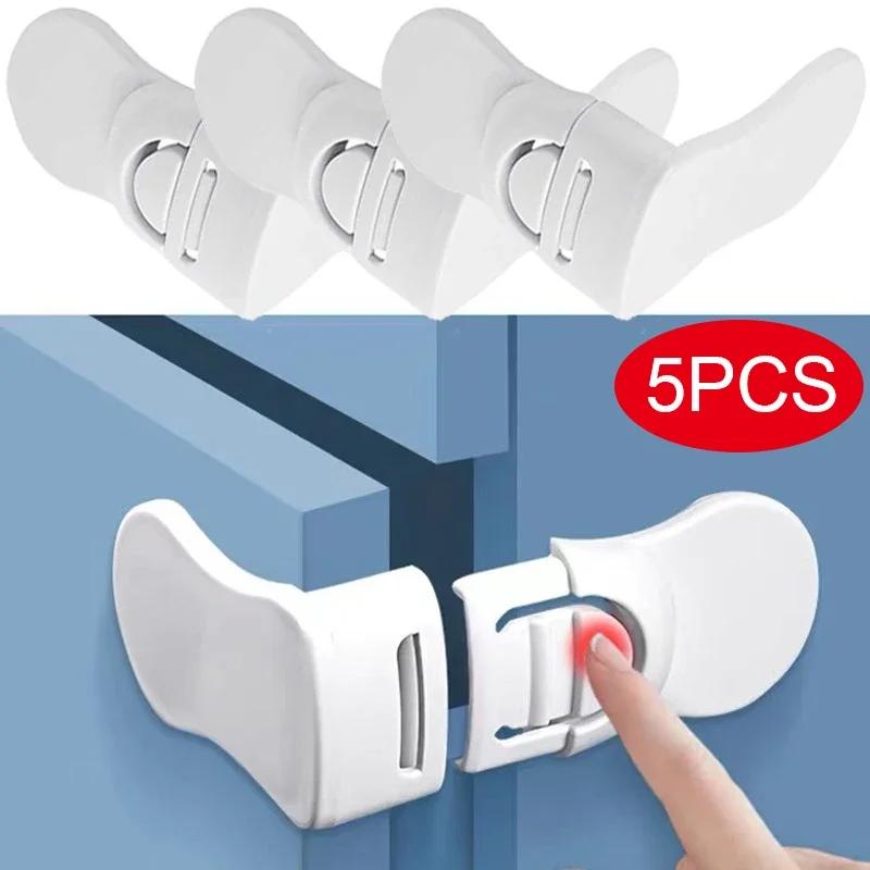 2/5PCS Baby Safety Locks Drawer Lock Anti-Pinching Hand Cabinet White Drawer Locks Refrigerator Lock Buckle Children Protection
