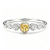 S925 Silver Zodiac Ring with Yellow Crystal, Sapphire, and Multi-colored Gemstones - Versatile Stackable Design.