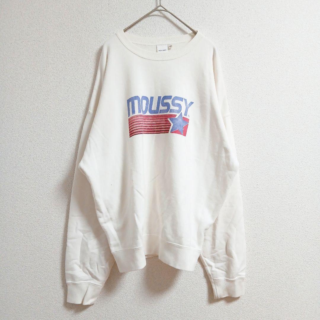 MOUSSY Logo Print Sweatshirt Sweatshirt White F