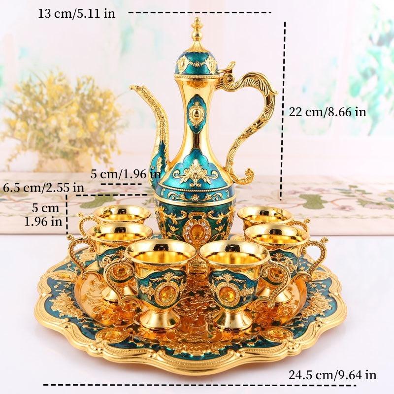 European Wine Set, Alloy Home Wine Pot Set, Multi-Color Optional Metal  Vintage Wine , Home Living Room Decoration,1Set