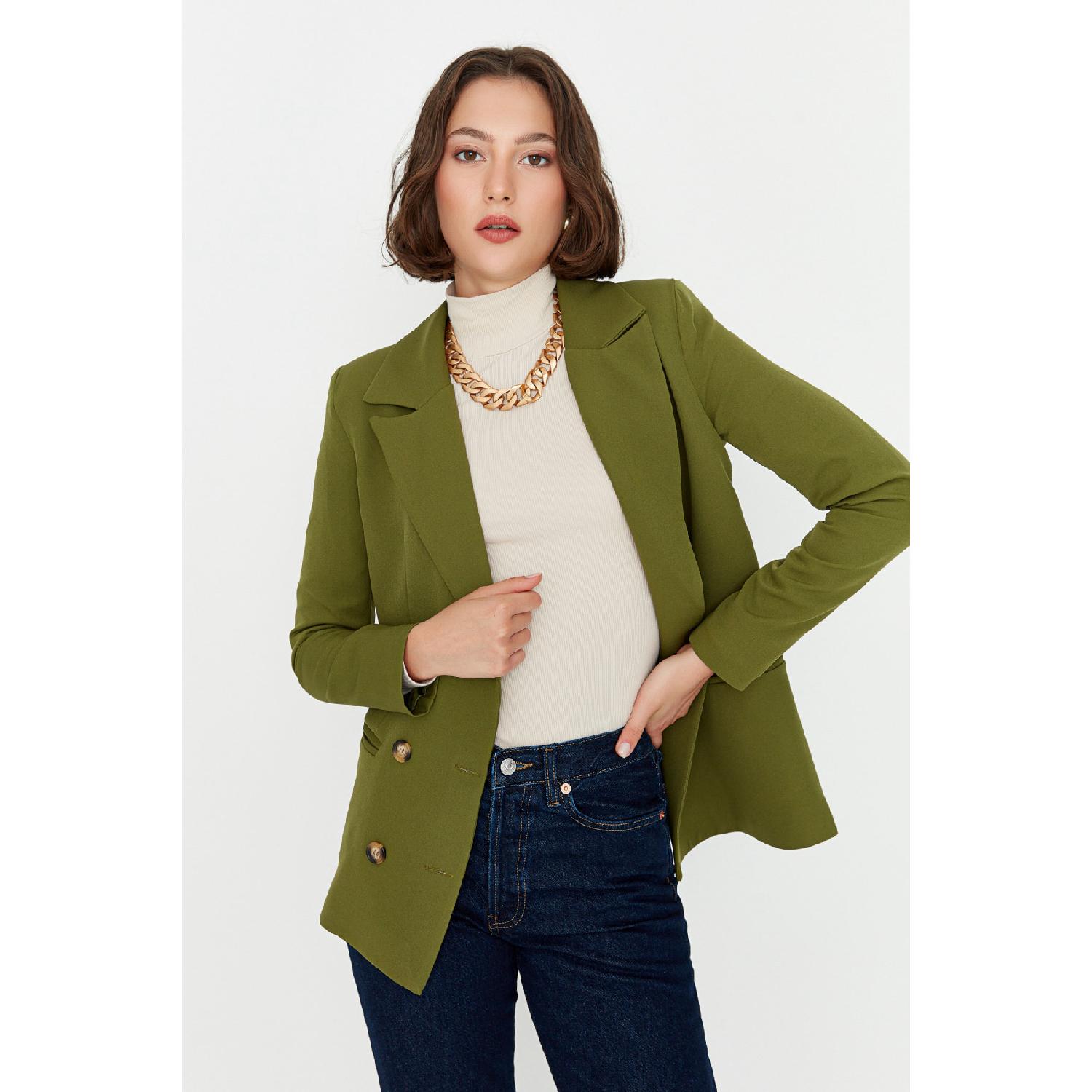 

Khaki Button Detailed Jacket