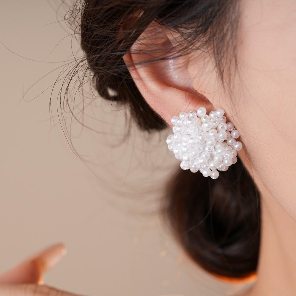 10pcs/Set Exquisite Flower Stud Earrings White Imitation Pearl Stud Party