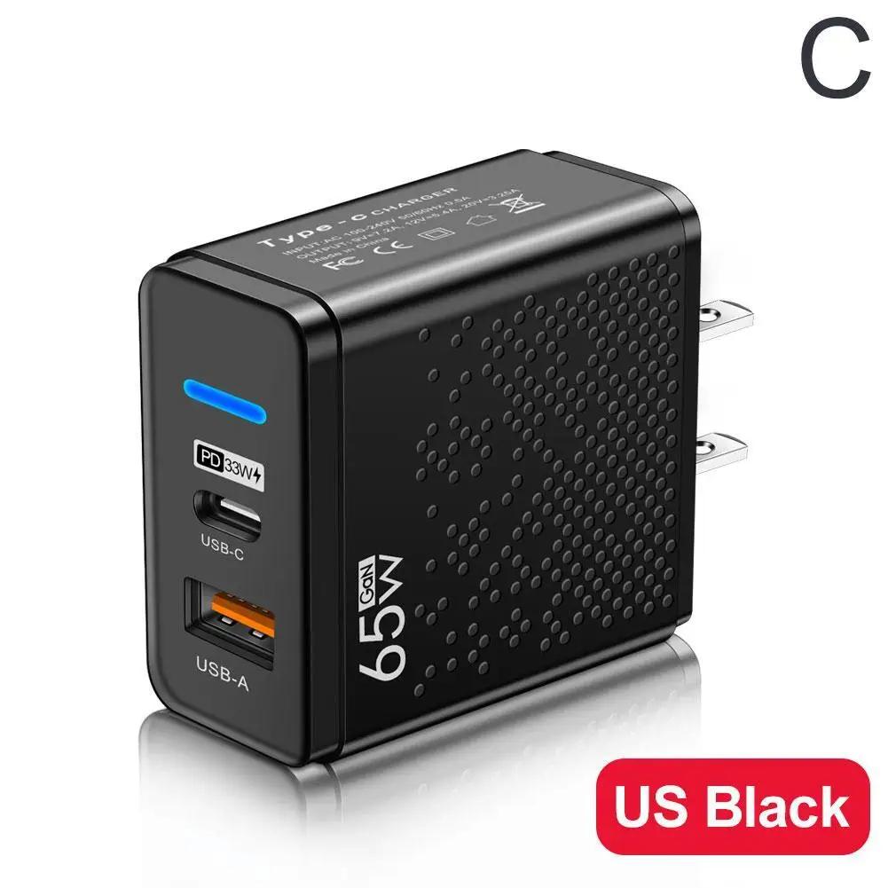 65W GaN Charger EU KR AU Plug Adapter Laptop Fast Charging For iPhone USB Type C Quick Charger Mobile Phone USB Charger