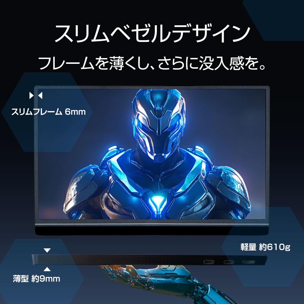 WINTEN Mobile Monitor Gaming Monitor Display External Monitor 1080P FullHD Lightweight Thin IPS Panel with Cover Speakers 6278 14-inch Non-glare