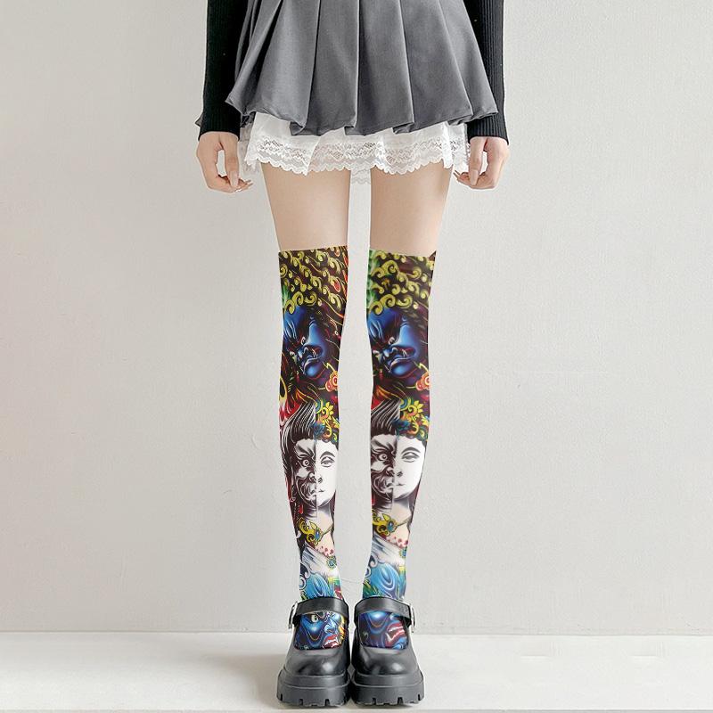 Fashion tattoo thigh socks, printed stockings, Loli girls, Japanese sexy stockings, slim models, multiple sizes