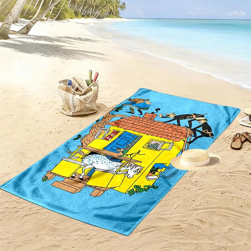 Pippi Longstocking Print Beach Towel, Large Soft Quick Dry Towel for Beach Camping Swimming