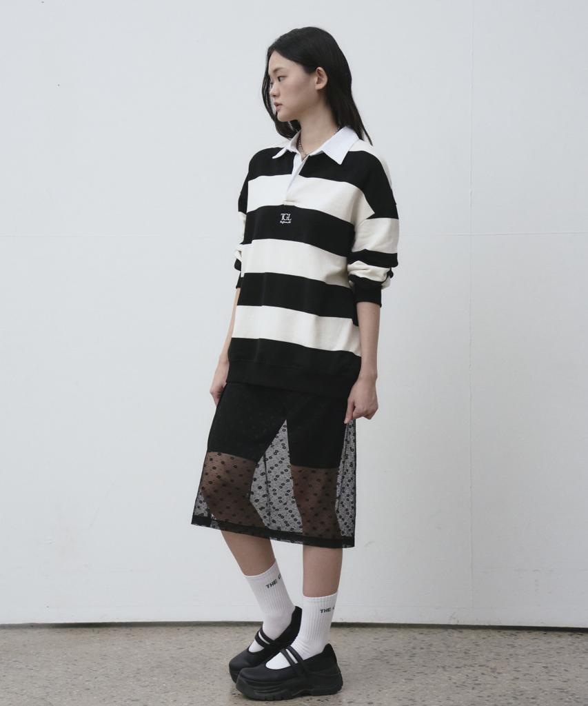 THE GREEN LAB Lace Layered Wrap Skirt [Black]