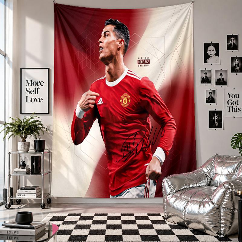 Cristiano Ronaldo Duvar Kilim Ev Dekorasyonu Yatak Odası Oturma Odası Arka Planı için Duvara Asılan Kumaş