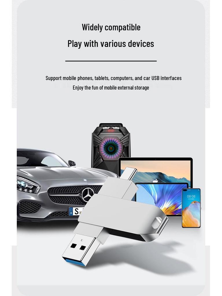 256GB Hochgeschwindigkeits-Dreh-USB-Stick: Dual-Use Typ-C, Metalldesign für Telefon & Computer