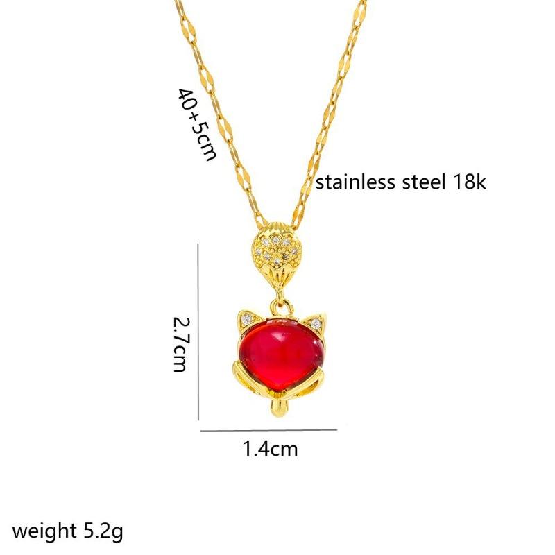 Red Agate Pixiu Titanium Steel Necklace for Women Light Luxury Wealth Attracting Pendant Chain Versatile Accessory