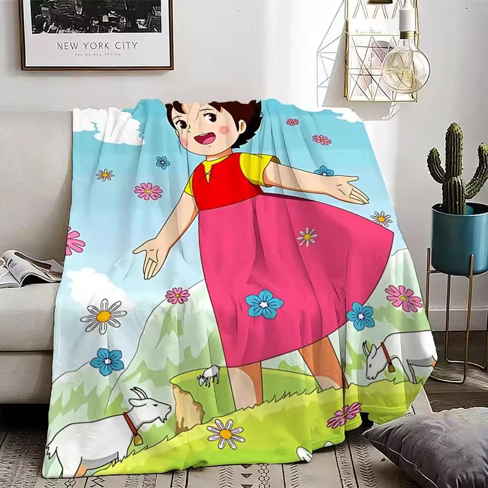 Anime Heidi,a Girl of the Alps ICONS Throw Lightweight 240g Flannel Blanket Soft Skin-friendly for Summer Cooling