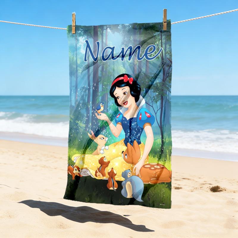 Custom Name Forest Friends Stylish Digital Printing Beach Towel Quick‑Drying Absorbent Blanket for Beach Pool Gym Travel