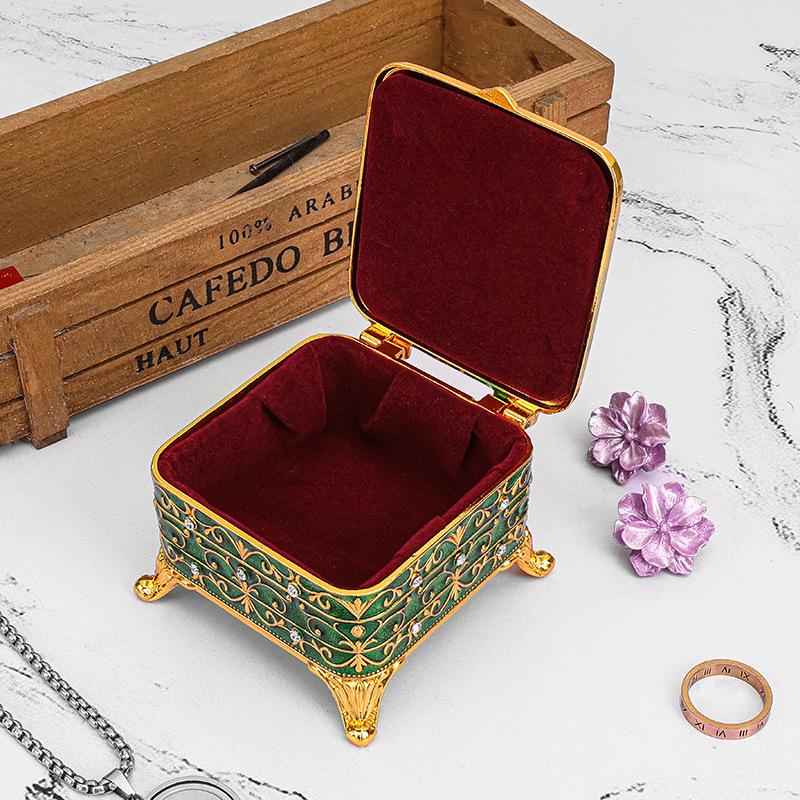 European Retro Enamel Jewelry Box: Exquisite Metal Storage for Necklaces and Princess Jewelry