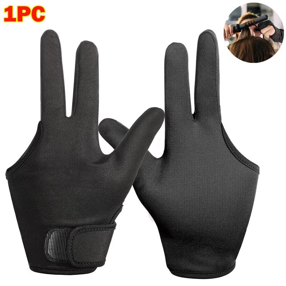 Black Heat Resistant Gloves 3 Finger Protection Mittens New Curling Wand Glove