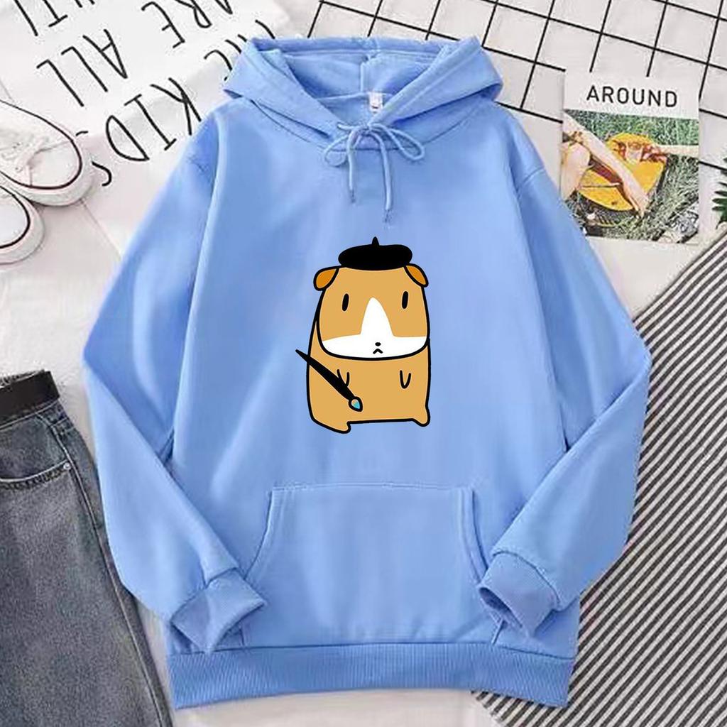 Couple Style Hats for Men and Women, Puppy Print Hooded Sweatshirts, Autumn and Winter Korean Style Trendy Versatile Tops