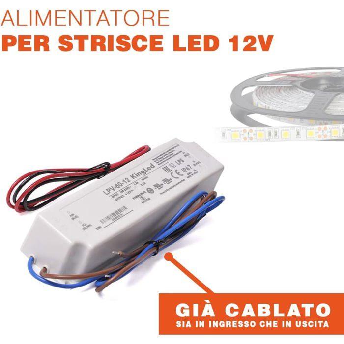 Bloc d'alimentation 12V 60W (5A) IP67 LPV-60-12 AIMOONSA – Alimentation AC/DC étanche pour LED