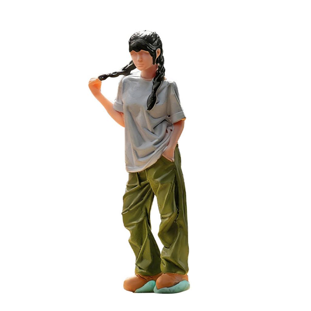 1:64 Scale Hand Painted Resin Collectible Figure Miniature Model Accessories Realistic Lounge Girl Figure Model Gift