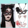 Anna Prinses Kanten Masker Set Met Kattenoren Hoofdband Voor Halloween En Kostuums
