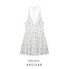 Kaslead New Arrival Women's Clothing Fashion Style Print Poplin Hanging Collar Short Dress 4661387 048