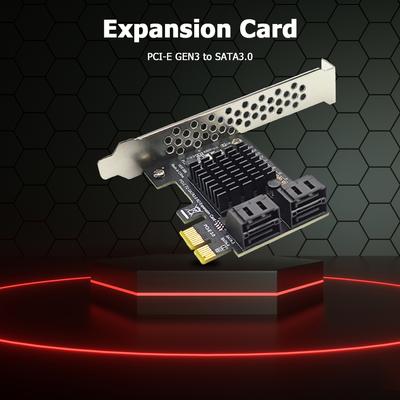 Asm1064 Chip Hard Disk Drive SSD Adapter Card 4 Port SATA III PCIe Expansion Card 6Gbps SATA To PCI-e 1X Controller with Bracket