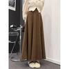 Tall Girl Extra Long Elastic Waist A-line Wool Midi Skirt – Autumn/Winter High Waist Slimming Skirt