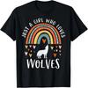 Nur ein Mädchen, das Wölfe liebt Regenbogen-Geschenke für Wolfsliebhaber T-Shirt