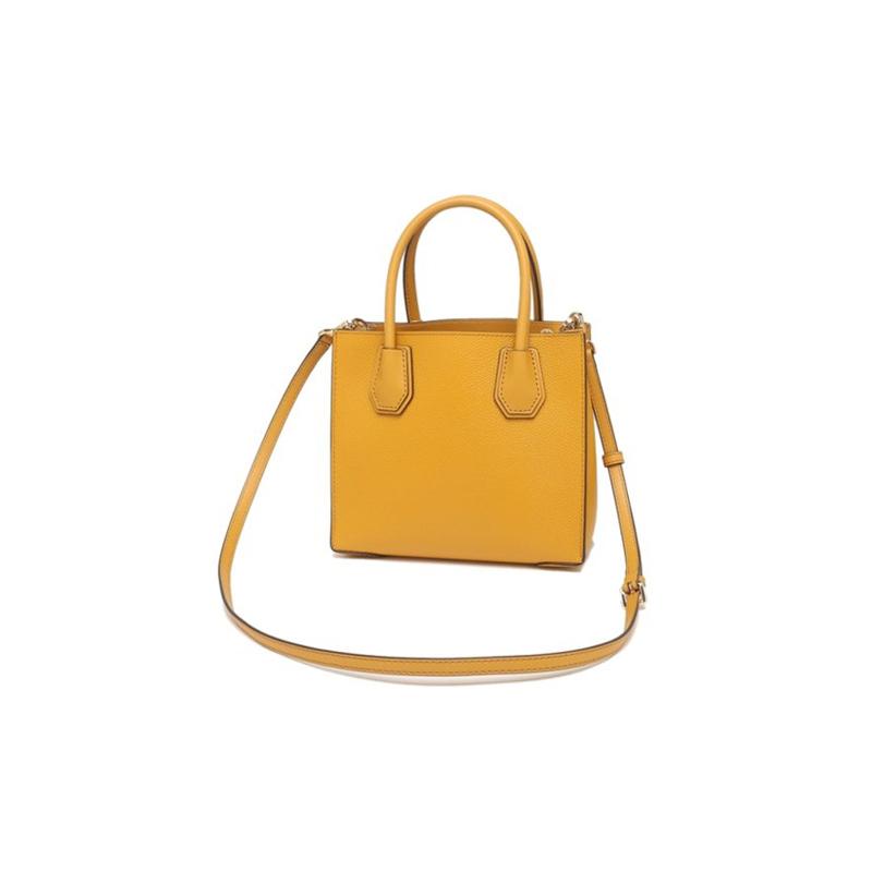 MICHAEL KORS Mercer Solid Color Letter Logo Retro Litchi Pattern Cowhide Accordion Bag Crossbody Handbag Regular Women's Orange