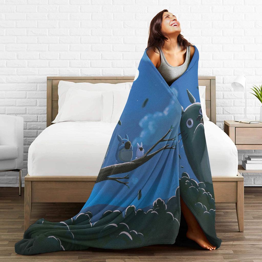 Anime Tonari No Totoro Deckenbezug Fleece T-Totoros Niedlich Warm Überwurfdecke für Zuhause Sofa Schlafzimmer Steppdecke