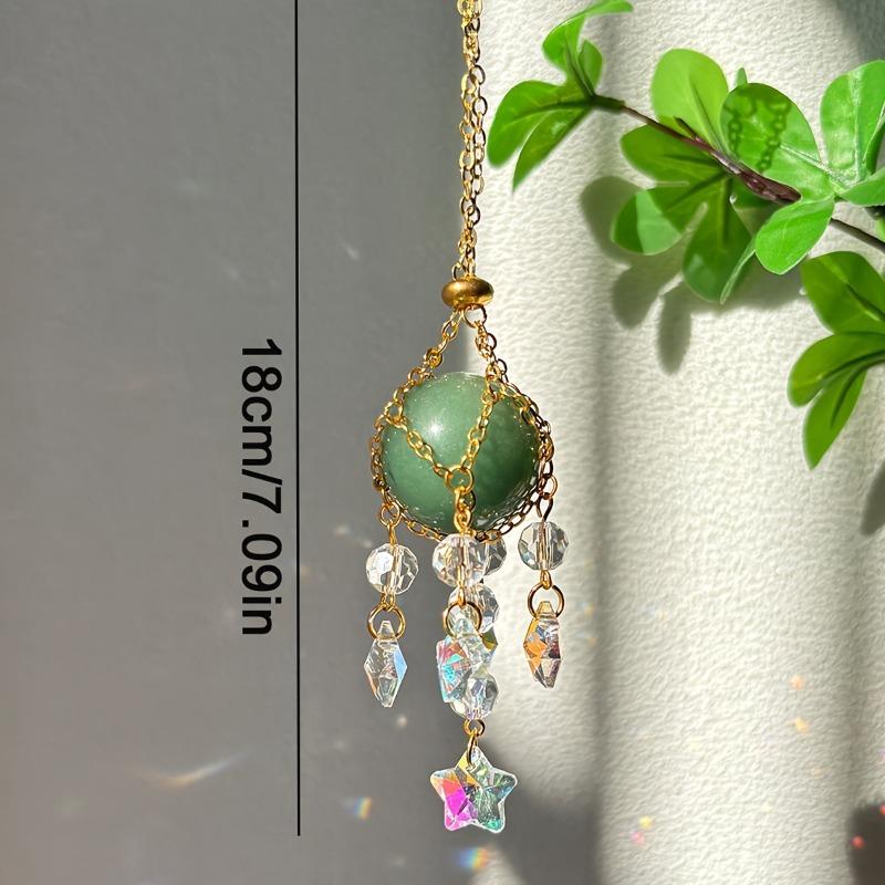 1pc Natural Stone Crystal Woven Suncatcher Gripper Hanging Window Garden Home Car Suspension Decoration Gift Modern Simple