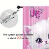 Cute Pink Cat Theme Print Drapes Room Darkening Window Curtains for Home Decor,Rod Pocket Blackout Curtains Bedroom