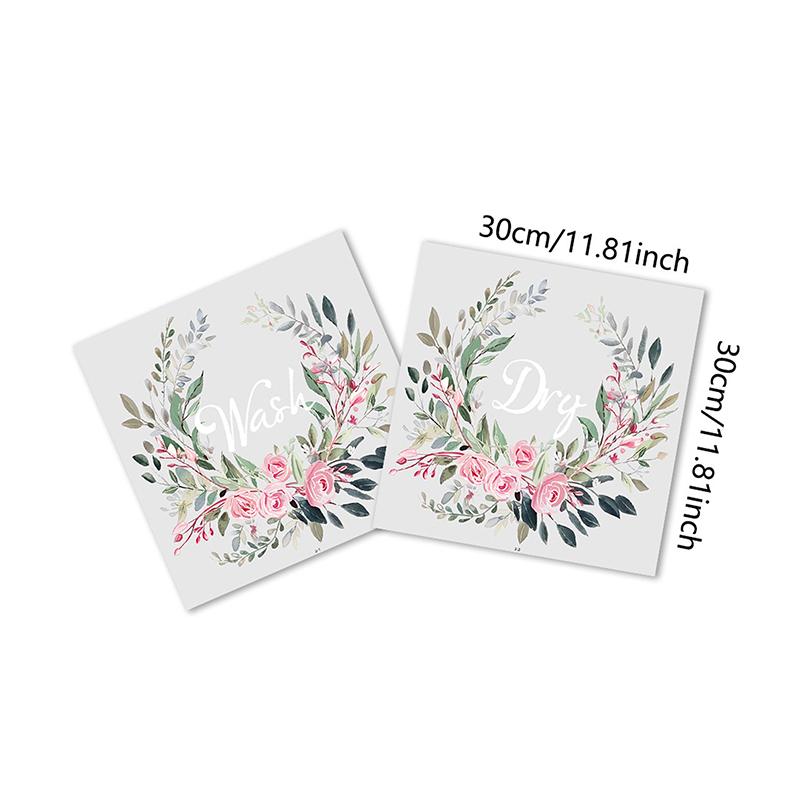 Flower Sticker For Washing Machine Self Adhesive Dry Wash Decals Laundry Room Washroom Shower Home Decor Wall Stickers