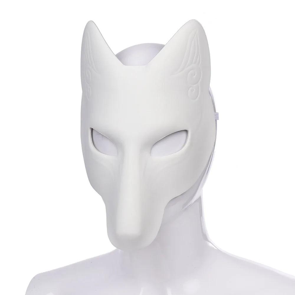 Fuchsmaske DIY Tiermasken für Maskerade Bemalbar Halloween-Party Wolf Cosplay Kostümzubehör