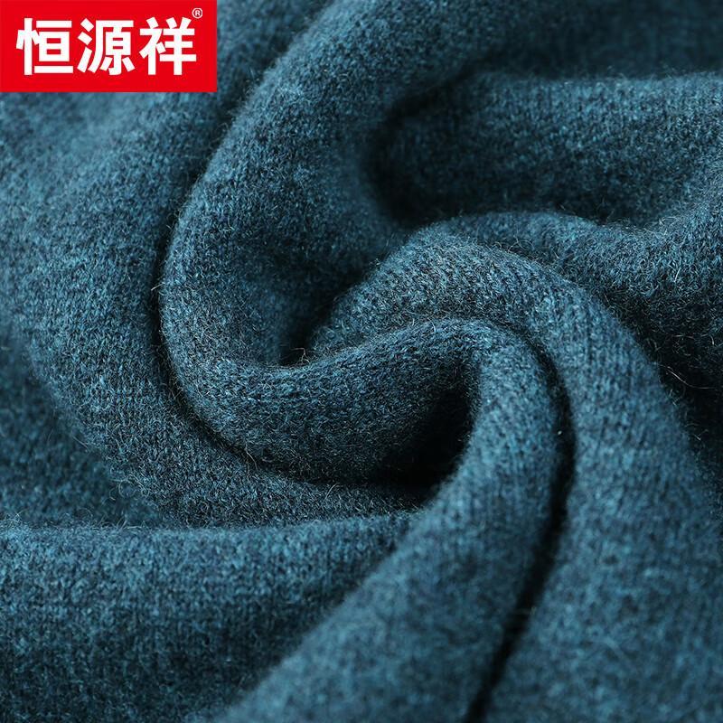 Hengyuanxiang Men's 100% Cashmere Thick Round Neck Sweater