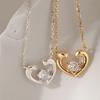 JEWNEL Silver925 Lovely Line Heart Cubic Point Necklace (2 Colors)