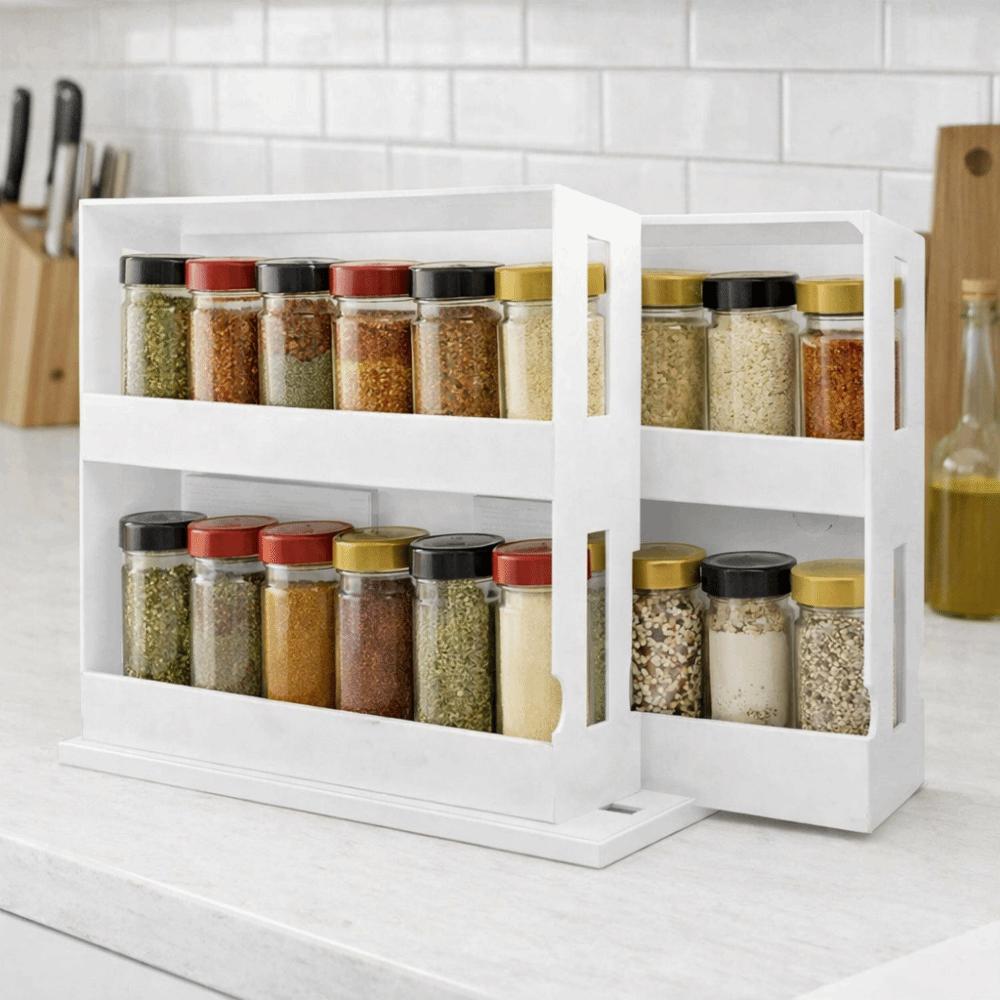Plastic 2 Layer Spice Storage Rack Large Capacity Spice Organizer  Bathroom