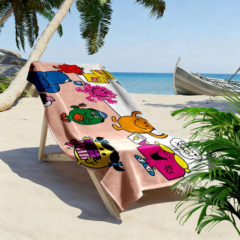 Mr. Men and Little Miss2 Print Beach Towel, Large Soft Quick Dry Towel for Beach Camping Swimming
