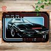 Placca in Latta Knight Rider Auto Retrò Vintage Decorazione Murale Targhetta Metallica Poster Stile Piatto Decorazione Garage Man Cave Automobilistico Blu Neon Rosso